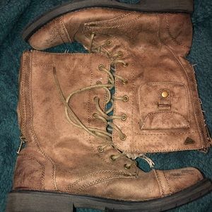 Comfortable brown combat boots